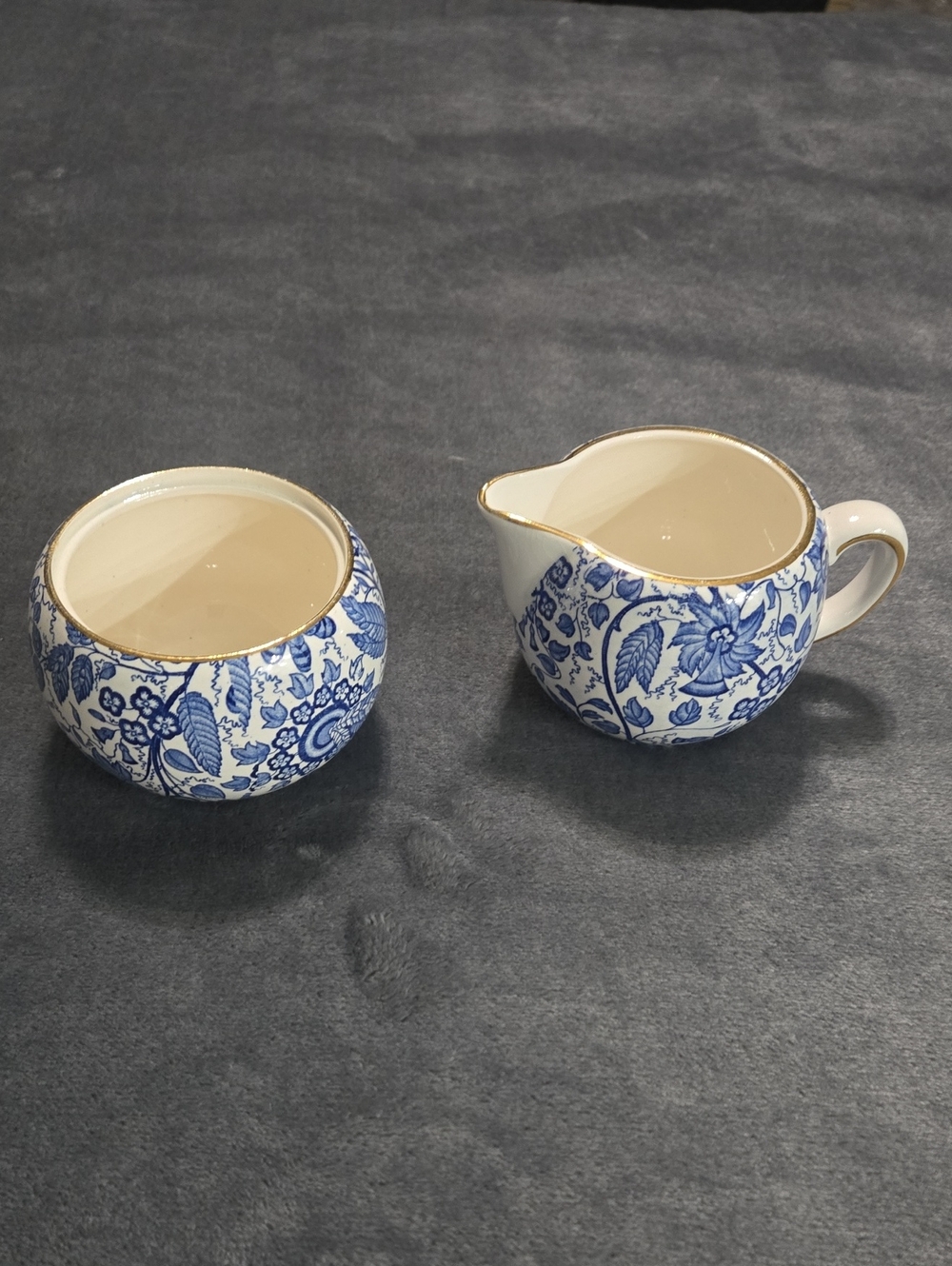Vintage West Germany Manila Blue And White Floral Pattern Sugar And Creamer Set